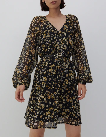 Rochie Scurta Reserved, negru floral, 38 Negru