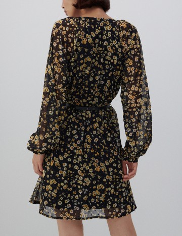 Rochie Scurta Reserved, negru floral, 38