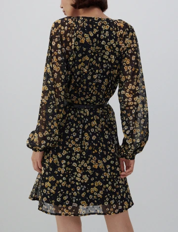 Rochie Scurta Reserved, negru floral, 38 Negru