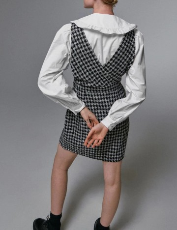 Rochie scurta House Brand, alb-negru, M