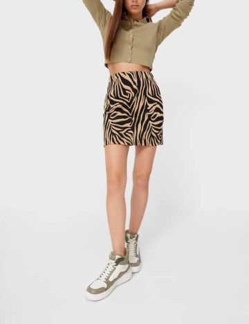 Fusta Stradivarius, crem, XL