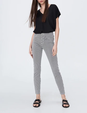 Pantaloni Sinsay, alb/negru, 38