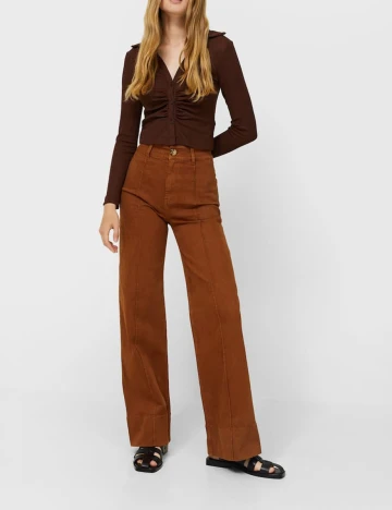 Pantaloni Stradivarius, maro, 36