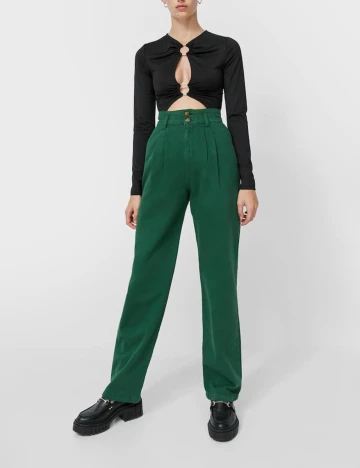 Panataloni Stradivarius, verde, 36