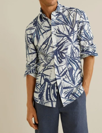 Camasa regular fit din bumbac&in, albastru, XXS