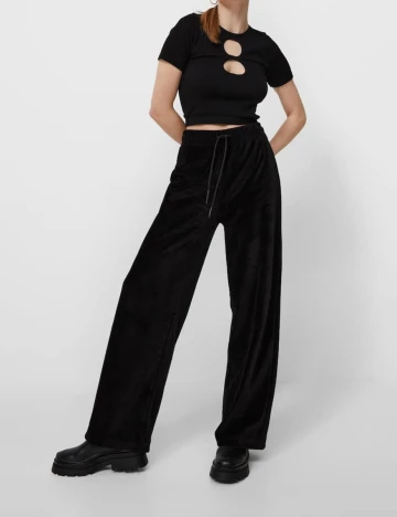 Pantaloni Stradivarius, negru, S