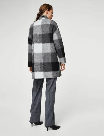 Palton model cocon textura, negru, XS