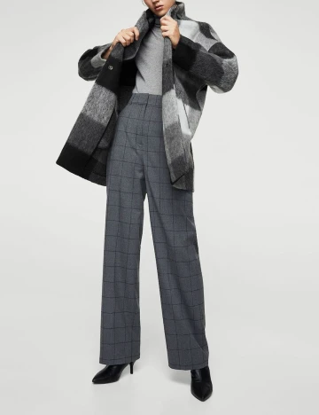 Palton model cocon textura, negru, XS