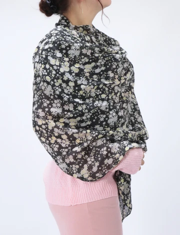 Esarfa Pieces, negru floral