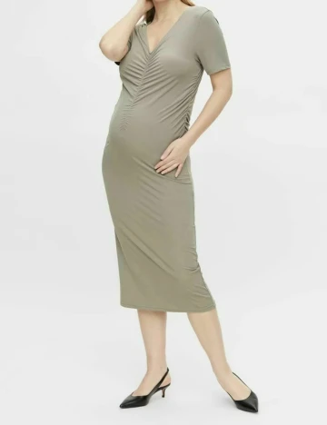 Rochie medie Mamalicious, kaki, XL