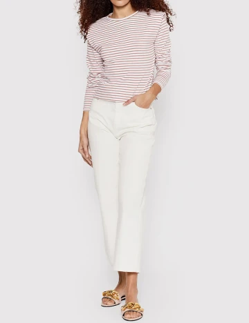Bluza Pieces, alb/maro, S Alb