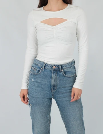 Bluza Pieces, alb, M