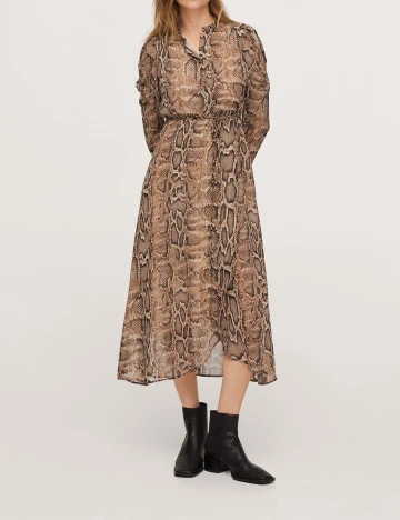 Rochie medie Mango, imprimeu sarpe, XL Animal print
