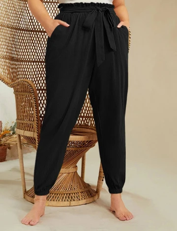 Pantaloni SHEIN CURVE, negru, XL