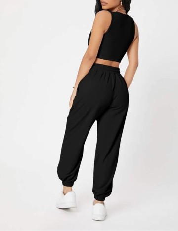 Set top si pantaloni SHEIN, negru, M