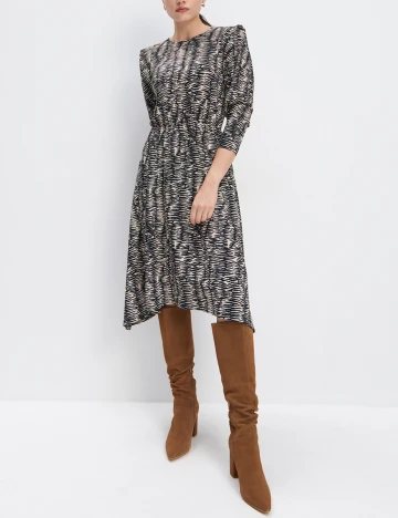 Rochie medie Mohito, crem/negru, XL Crem