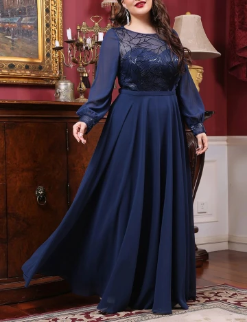 Rochie Lunga SHEIN CURVE, bleumarin, 2XL