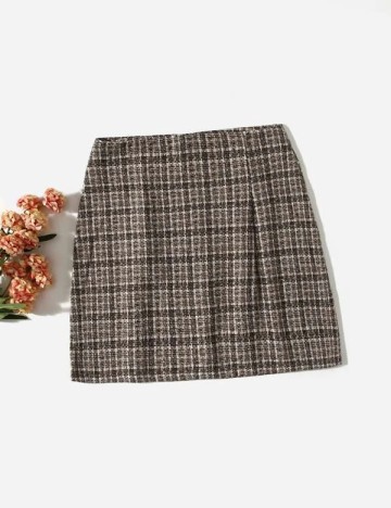 Fusta scurta SHEIN, maro, S