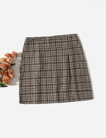 Fusta scurta SHEIN, maro, S