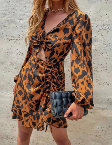 Rochie scurta SHEIN, negru/portocaliu, S