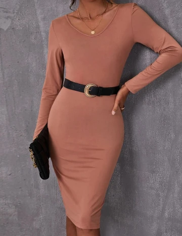 Rochie scurta SHEIN, roz pudra inchis, L Roz