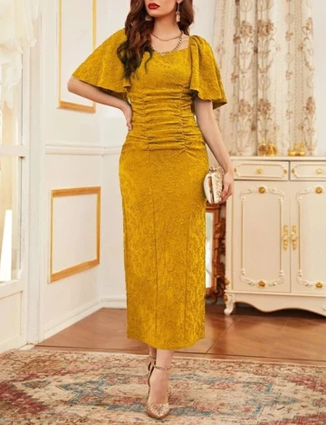 Rochie lunga SHEIN, mustar, S