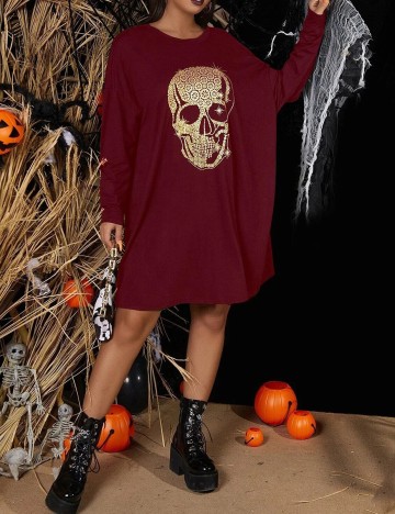 Rochie scurta SHEIN CURVE, visiniu, 2XL