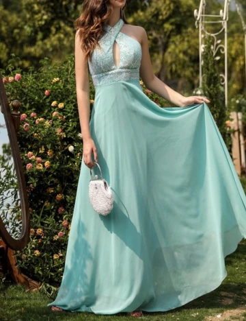 Rochie lunga SHEIN, turcoaz, L Albastru