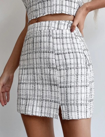 Fusta SHEIN, alb-negru, L