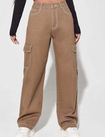 Pantaloni SHEIN, maro, XS