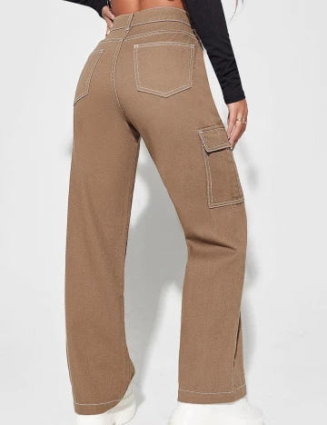 Pantaloni SHEIN, maro, XS