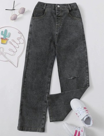 Blugi Shein Kids, gri inchis, 13-14 ANI