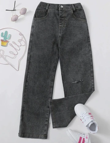 Blugi Shein Kids, gri inchis, 13-14 ANI